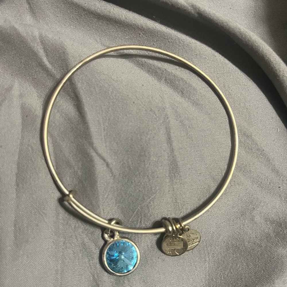 Alexi and Ani Bangle with Aquamarine Birthstone Charm